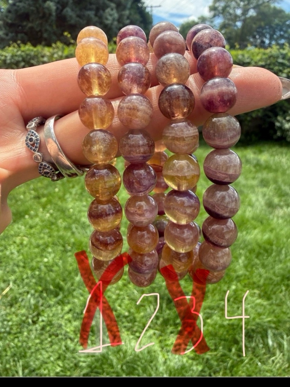 (1) Candy Fluorite Thousand Layer Stretch Bracelet - Picture 3 of 4